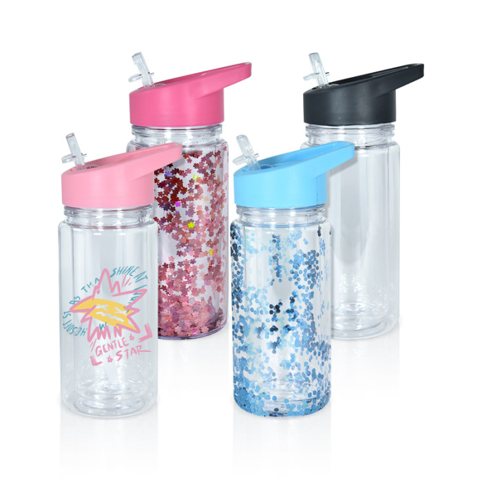 China warehosue Plastic 10oz Snow Globe Kids Bottle with plug
