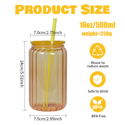 Pre-Sale China Warehouse 16oz sublimation glass cups(the inside is wavy,outside is smooth)
