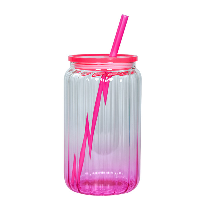 RTS US Warehouse Gradient 16oz sublimation glass cups(the inside is wavy,outside is smooth)