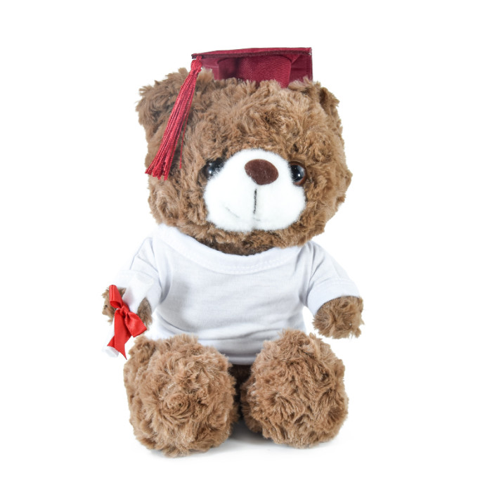 RTS US Warehouse Graduation Teddy Bear Doll with white sublimation shirt+Graduation cap