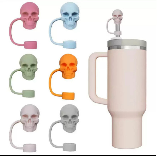 China warehouse Reusable 10 mm Silicone Straw Toppers/Covers