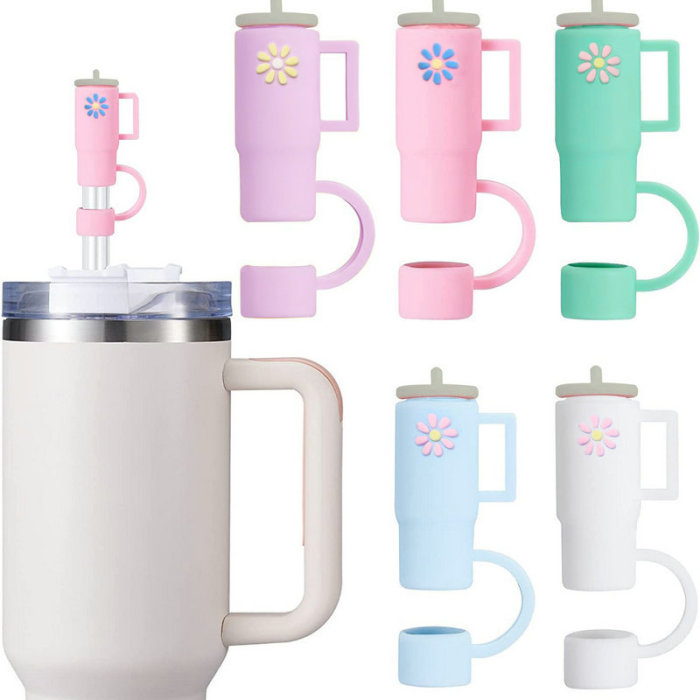 China warehouse Reusable 10 mm Silicone Straw Toppers/Covers