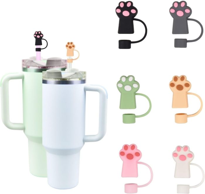 China warehouse Reusable 10 mm Silicone Straw Toppers/Covers