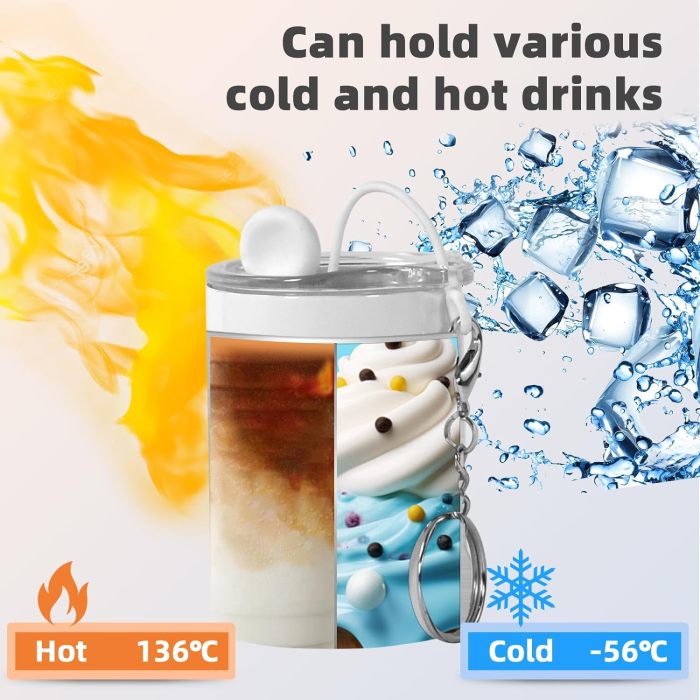 US Warehouse 3oz white sublimation straight mini Cup with keychains