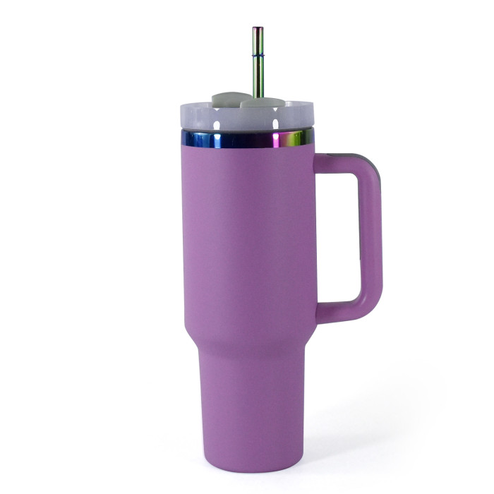 China warehouse 40OZ powder coated tumbler with rainbow plated(Not for sublimation)