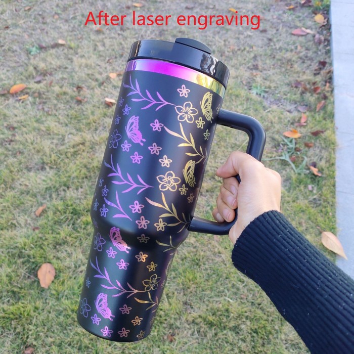 China warehouse 40OZ powder coated tumbler with rainbow plated(Not for sublimation)