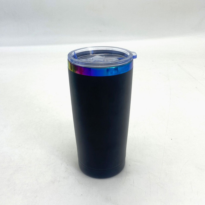 China Warehouse 20oz powder coated travel mugs with rainbow plated (Not for sublimation)