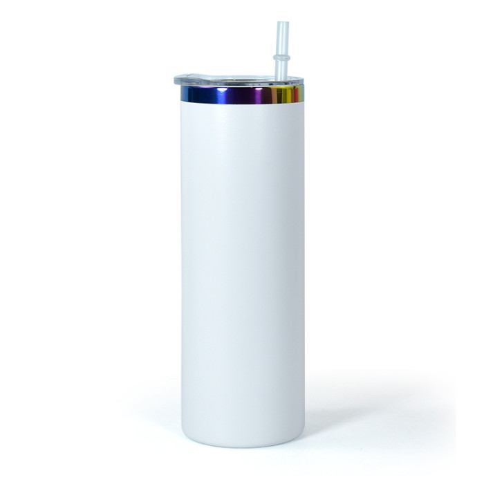 China Warehouse 20oz powder coated straight skinny tumblers with rainbow plated (Not for sublimation)
