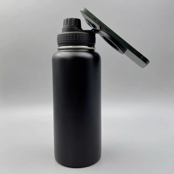 China Warehouse 32oz powder coated sports water bottle with Magnetic Lids/phone holder
