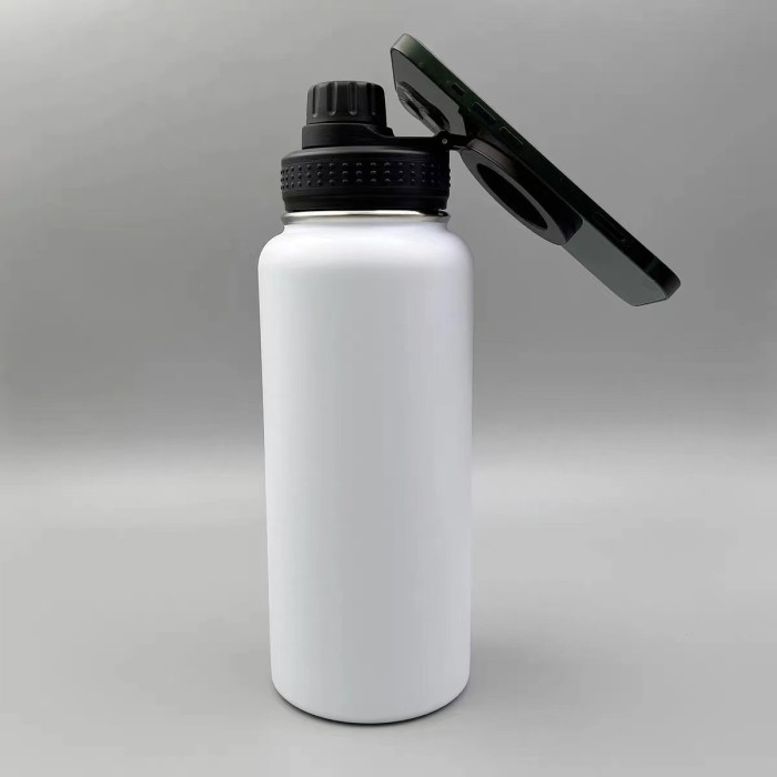 China Warehouse 32oz powder coated sports water bottle with Magnetic Lids/phone holder