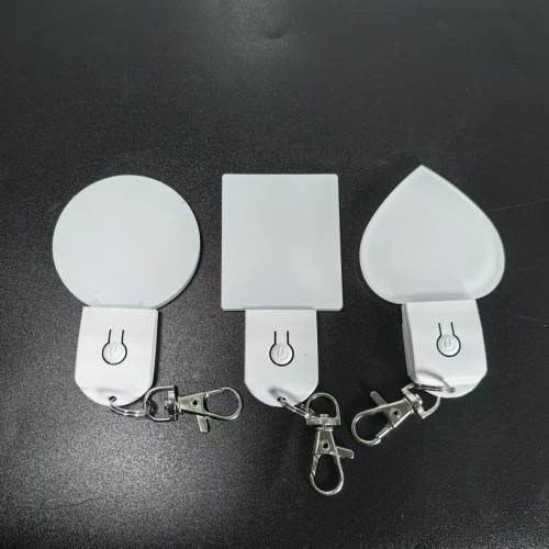 China warehouse 7 colors light LED Sublimation Acrylic Keychains