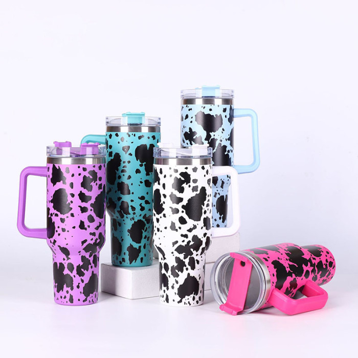 China Warehouse 5D print Cow 40OZ Powder Coated Tumbler
