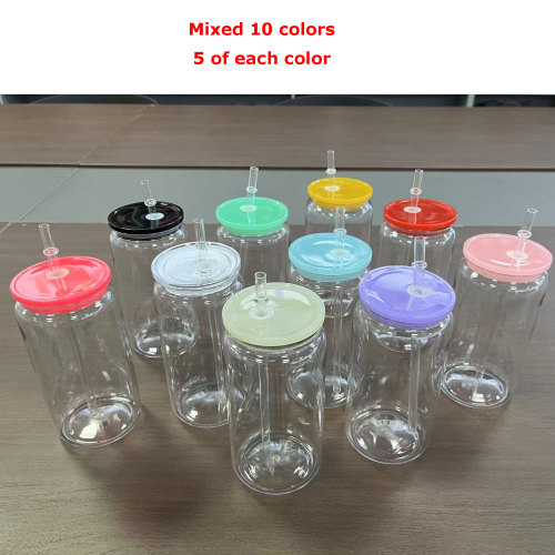 RTS US warehouse 16oz clear acrylic plastic cups with colored lids(Not for sublimation)