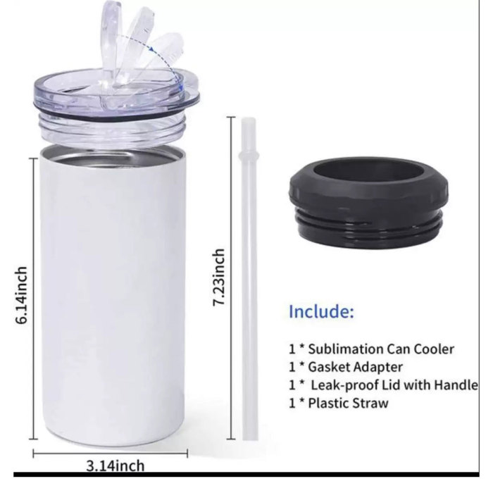 RTS US Warehouse 16oz 4 in 1 sublimation straight can cooler with dual lids and plastic straw