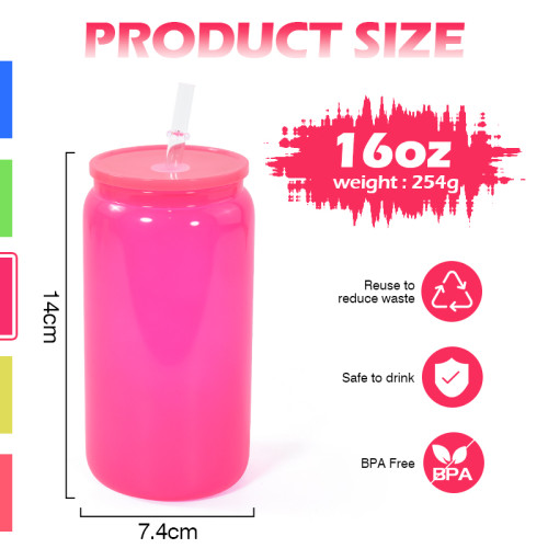 China Warehouse Colored  16oz sublimation cups with plastic lids
