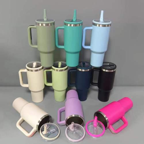 China Warehouse 40OZ Powder Coated Tumbler with sippy lid