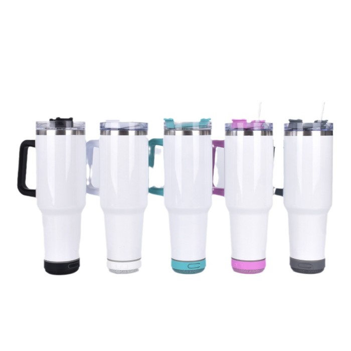 China Warehouse 40OZ sublimation Speaker Tumbler with Handle