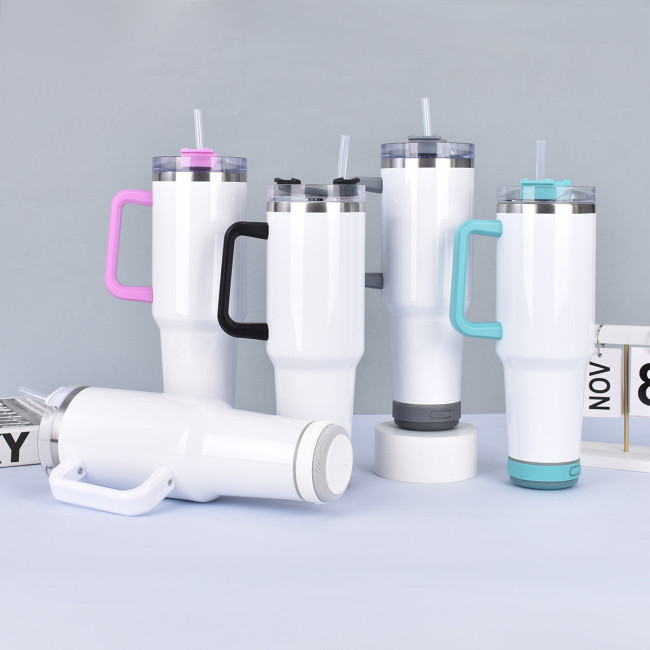 China Warehouse 40OZ sublimation Speaker Tumbler with Handle
