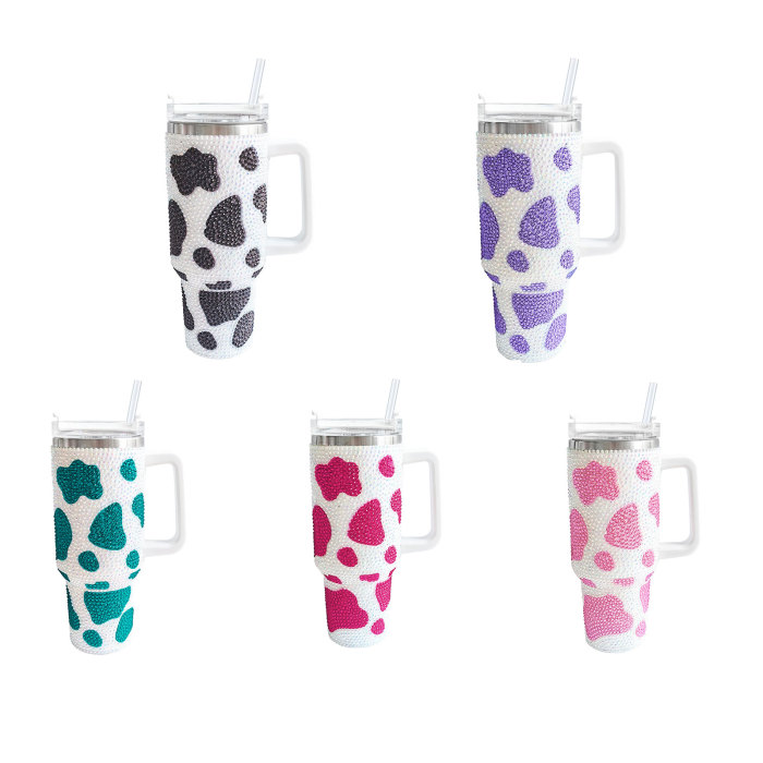 China Warehouse Rhinestone Cow Print 40oz tumbler
