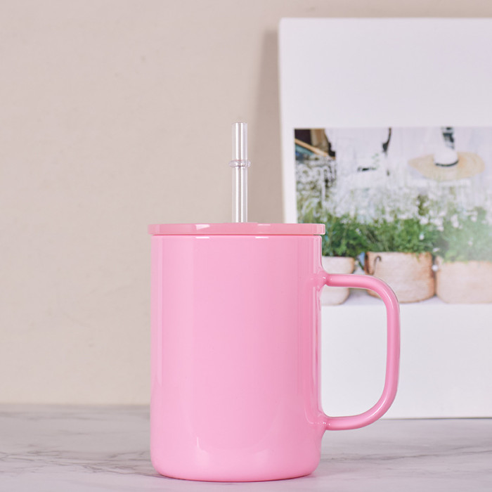 RTS US Warehouse 17oz macaron sublimation glass Cup with handle