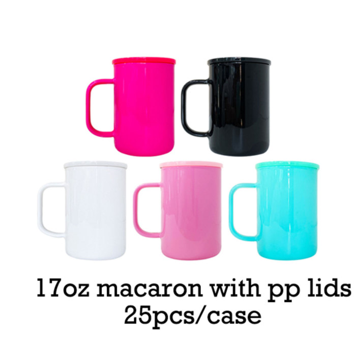 RTS US Warehouse 17oz macaron sublimation glass Cup with handle