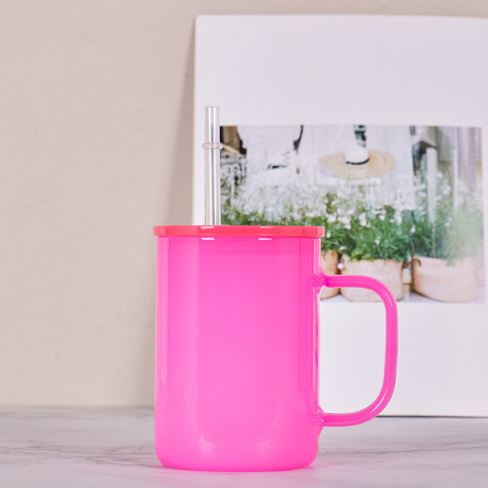 RTS US Warehouse 17oz macaron sublimation glass Cup with handle