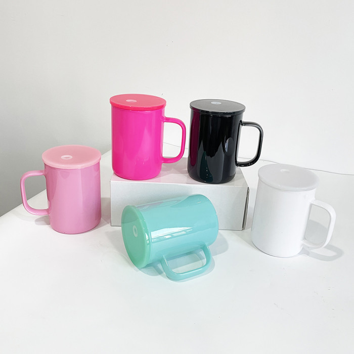 RTS US Warehouse 17oz macaron sublimation glass Cup with handle