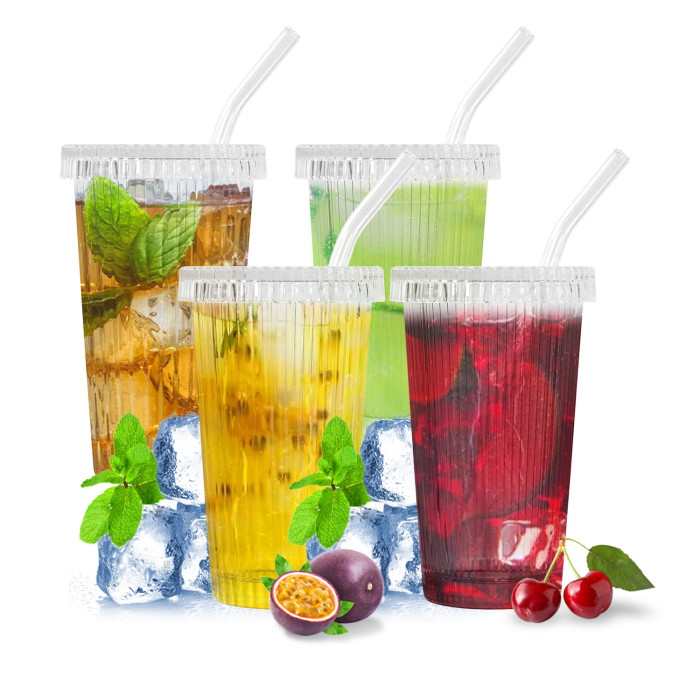 US Warehouse 12oz vertical stripe glass Cup gift set(not for sublimation)