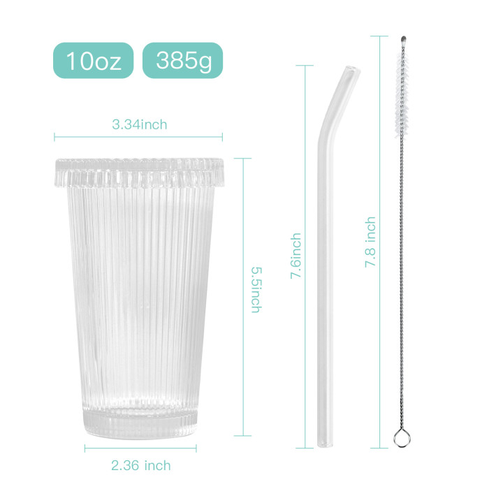 US Warehouse 12oz vertical stripe glass Cup gift set(not for sublimation)