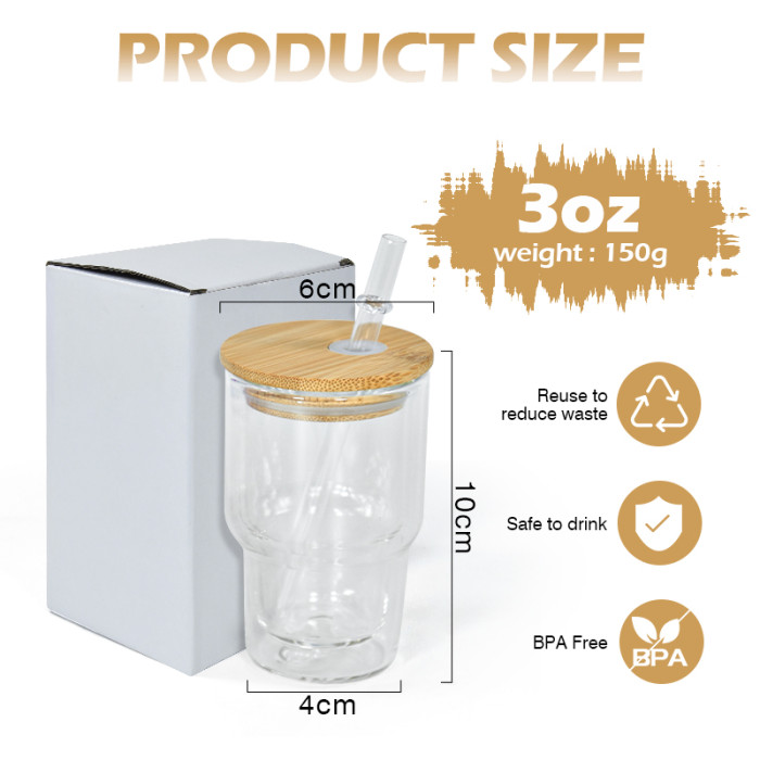 RTS US Warehouse 3oz clear sublimation snow globe mini Cup(bottom with a hole)