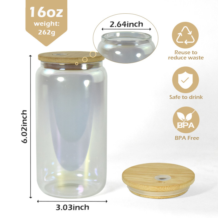 RTS US Warehouse 16oz electroplation sublimation glass Cup