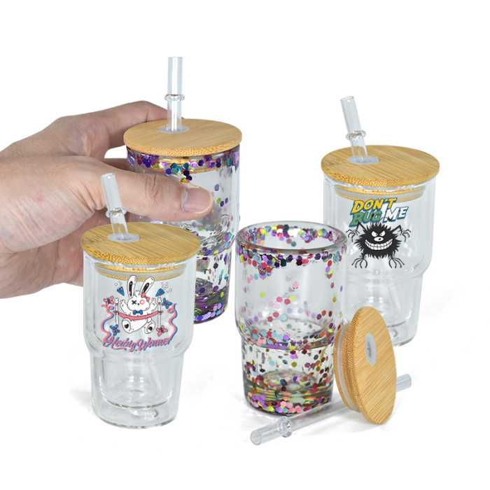 RTS US Warehouse 3oz clear sublimation snow globe mini Cup(bottom with a hole)