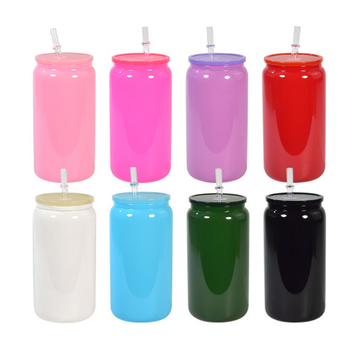 RTS US Warehouse 16oz Colored sublimation glass Cup( black color is not for sublimation) Libby Cups