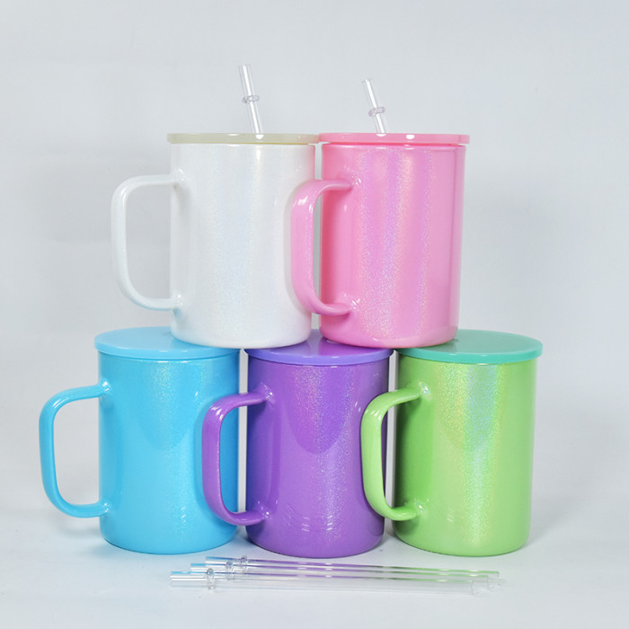 US Warehouse 17oz shimmer sublimation glass Cup with handle