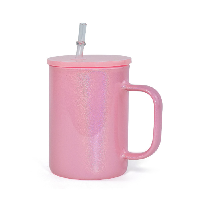 US Warehouse 17oz shimmer sublimation glass Cup with handle