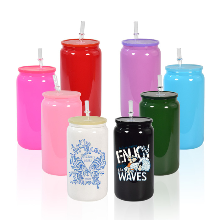 US Warehouse 16oz Colored sublimation glass Cup( black color is not for sublimation) Libby Cups