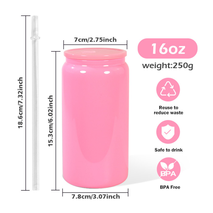US Warehouse 16oz Colored sublimation glass Cup( black color is not for sublimation) Libby Cups