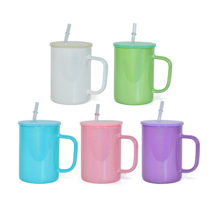 US Warehouse 17oz shimmer sublimation glass Cup with handle