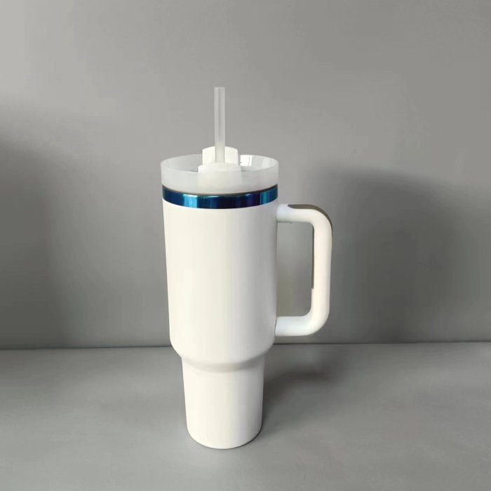 China Warehouse 40oz Powder Coated tumbler with blue plate