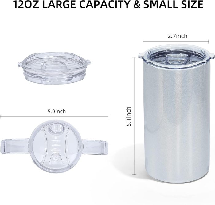 US Warehouse 12oz Shimmer Sublimation Straight Sippy Cup with dual lids+Metal straw+straw brush