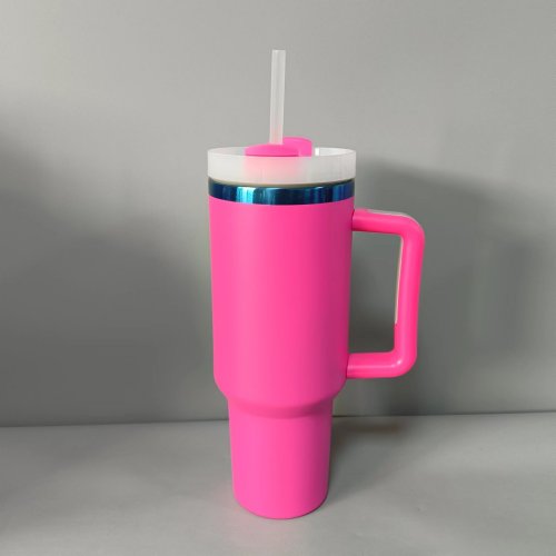 China Warehouse 40oz Powder Coated tumbler with blue plate