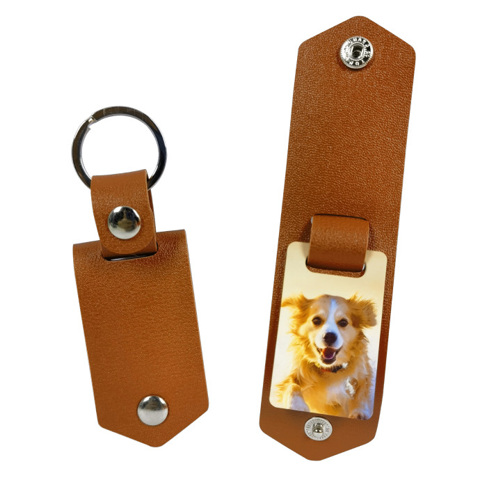 China Warehouse Leather Keychains with Aluminium Sublimation Plate Key chain KeyChain