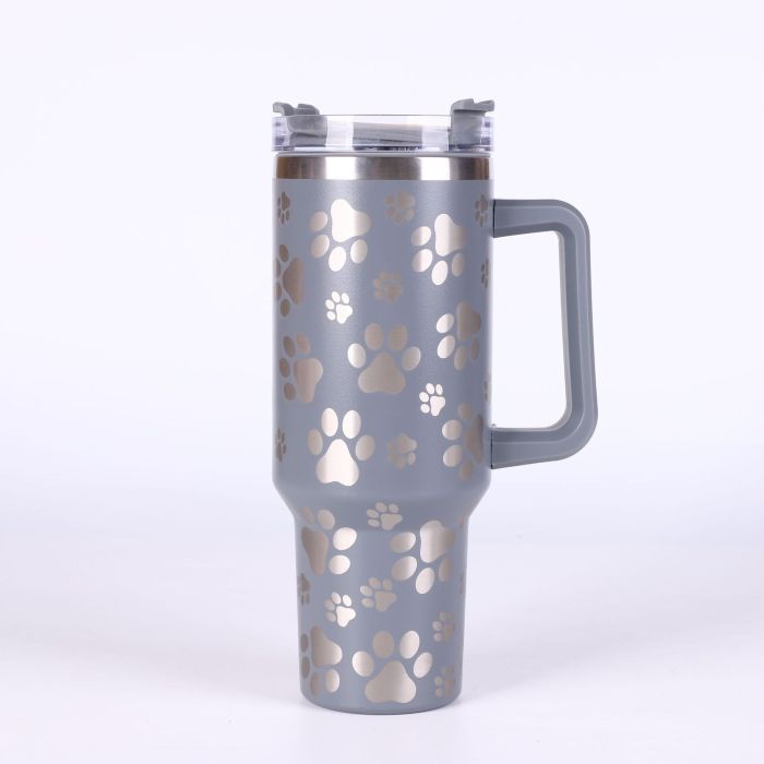 China Warehouse V1 40OZ powder coated laser paw printing tumbler(not for sublimation)