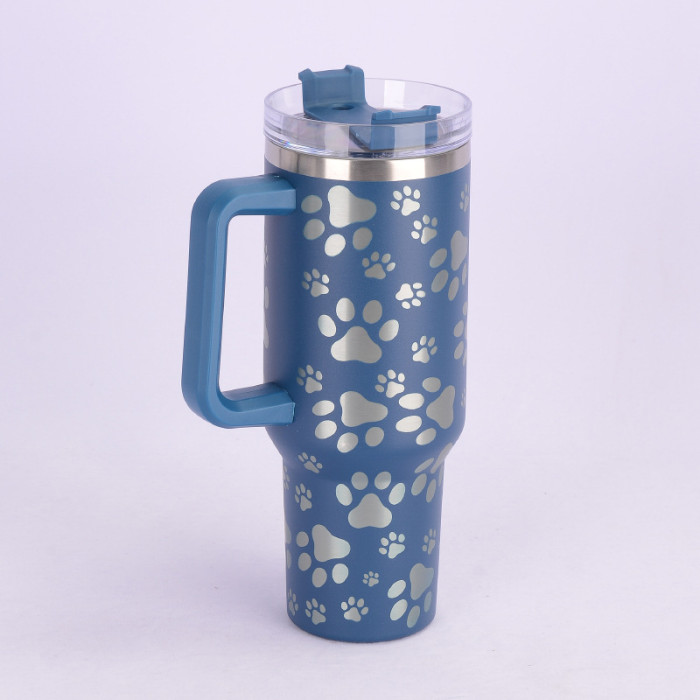 China Warehouse V1 40OZ powder coated laser paw printing tumbler(not for sublimation)