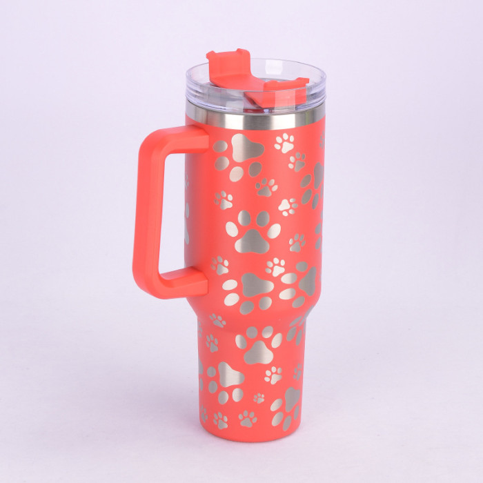 China Warehouse V1 40OZ powder coated laser paw printing tumbler(not for sublimation)