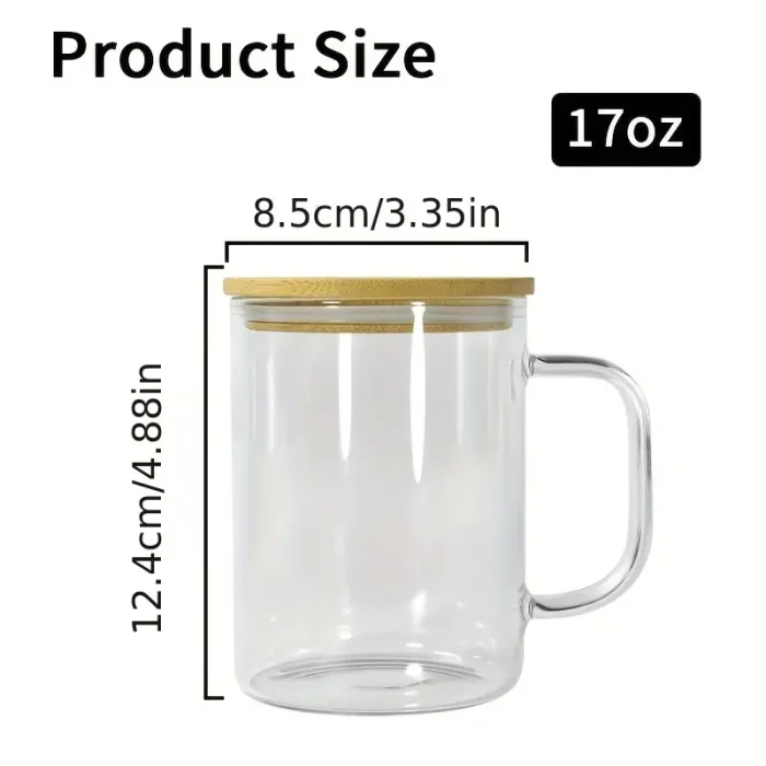 US Warehouse 17oz sublimation clear glass Cup with bamboo lid