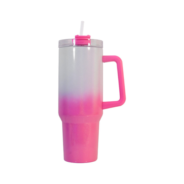 US Warehouse 40OZ gradual change shimmer sublimation tumbler with handle
