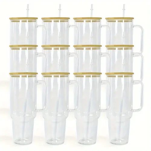 US Warehosue 40oz clear sublimation glass tumblers with handle