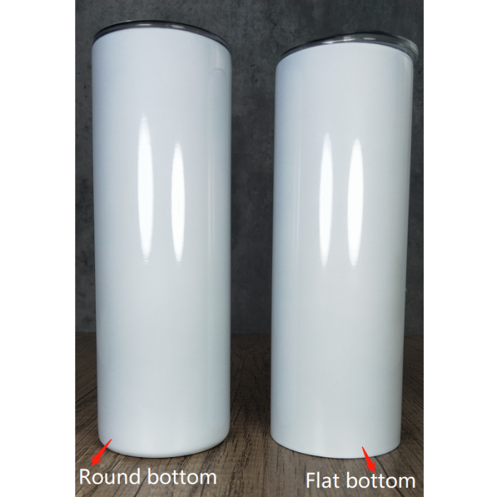 RTS US warehouse Flat bottom 20oz sublimation blanks tumbler with both straw+ rubber bottom