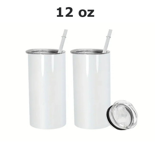 RTS US warehosue 12oz sublimation straight skinny tumbler with plastic straw